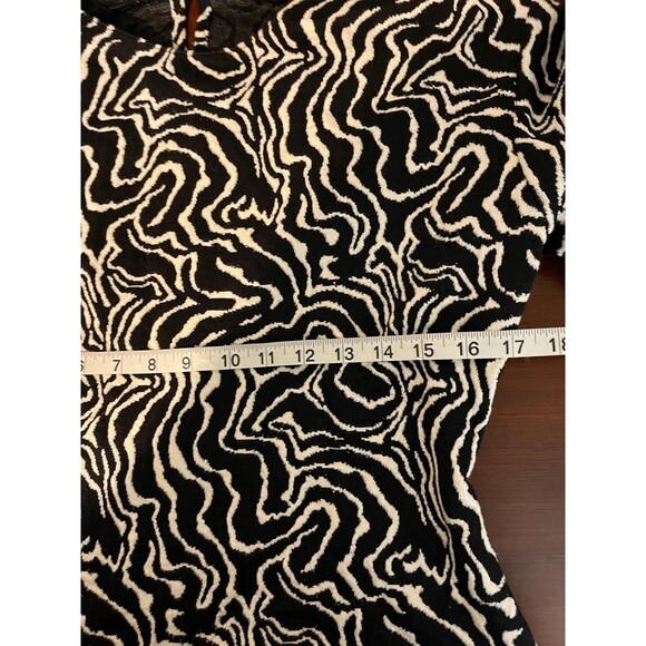 Zara Shirt Womens Small Black White Abstract Textured Long Sleeve Knit Top - Picture 5 of 6